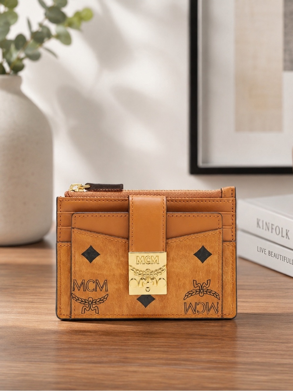 MCM Patricia Visetos Leather Card Case